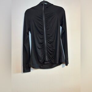Athleta Women’s Size M Black Ruched Full Zip Hoodie Jacket Long Sleeve